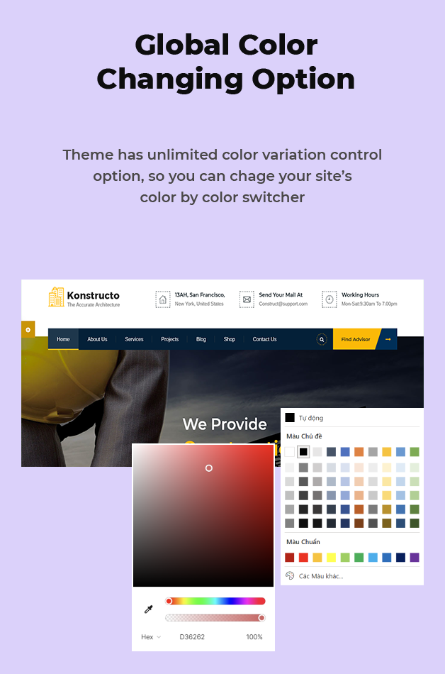 Tùy chọn màu toàn cầu có sẵn
