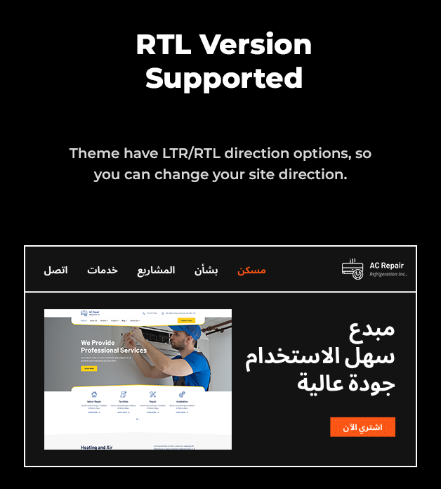 Tùy chọn ngôn ngữ RTL có sẵn